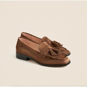 J. CREW Maison tassel loafers Suede Leather Walnut Brown $278 EUC 6.5